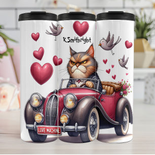 Bouteilles Isothermes Chat grincheux conduisant machine d'amour