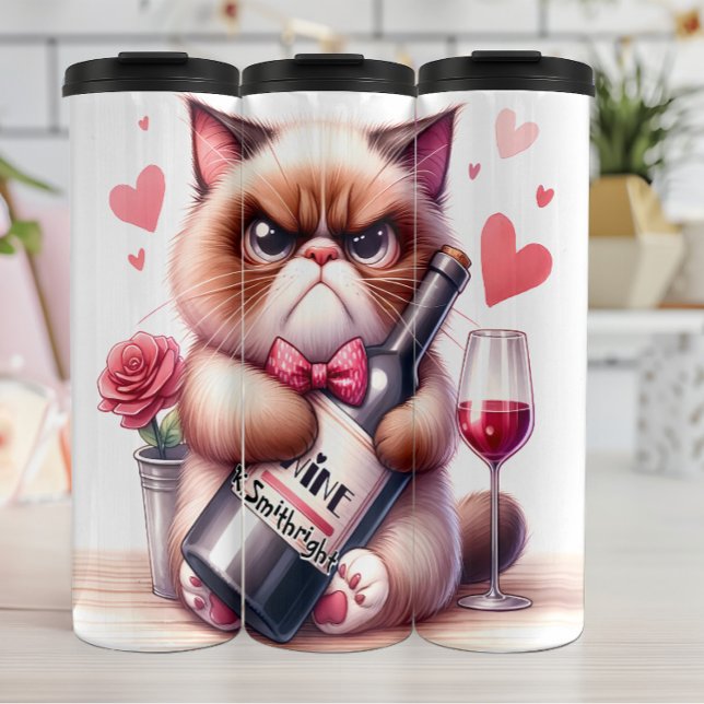 Bouteilles Isothermes Chat Grumpy avec Vin et Rose (Créateur téléchargé)