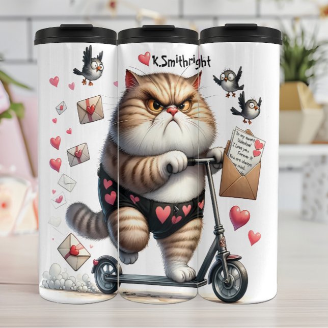 Bouteilles Isothermes Chat grumpy sur un scooter (Créateur téléchargé)