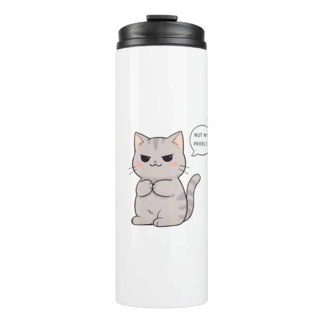 Bouteilles Isothermes Chat imperturbable "Pas Mon Problème" Design Amusa (Devant)
