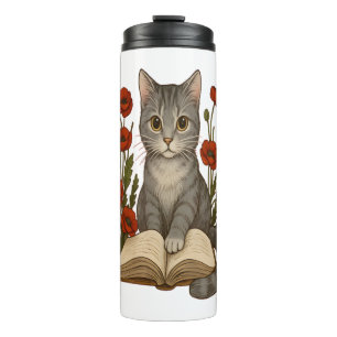 Bouteilles Isothermes Chat Livresque – Joli Chat en train de Lire avec d