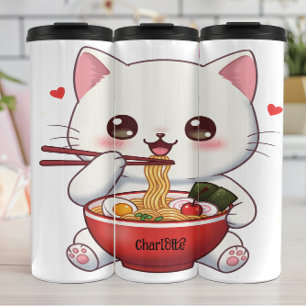 Bouteilles Isothermes Chat mignon : Fête du Ramen, Coeurs heureux