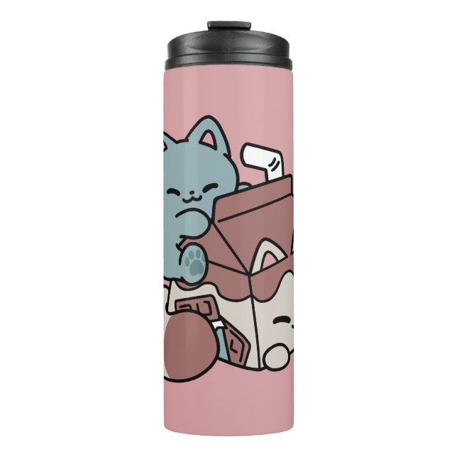 Bouteilles Isothermes Chat Mignon Lait Chocolat – Boisson Confortable et (Devant)
