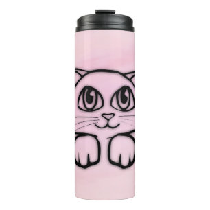 Bouteilles Isothermes Chat mignon qui regarde rose