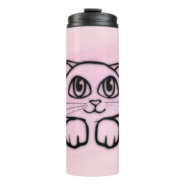Bouteilles Isothermes Chat mignon qui regarde rose (Devant)