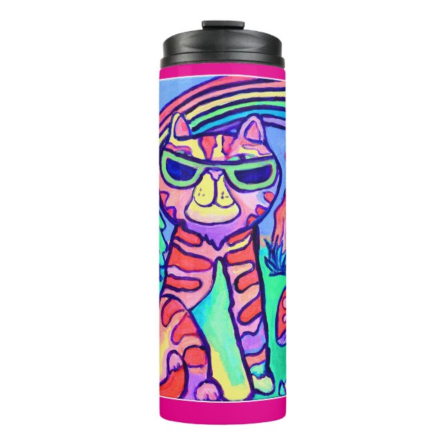 Bouteilles Isothermes Chat néon Art de peinture cool Design amusant (Devant)