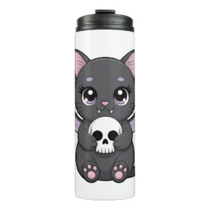 Bouteilles Isothermes Chat noir aux ailes de chauve-souris violettes ser