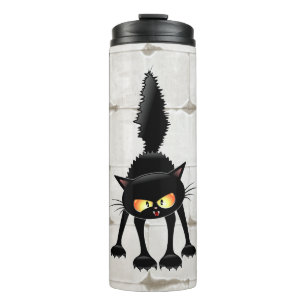 Bouteilles Isothermes Chat noir de dessin animé drôle et féroce 