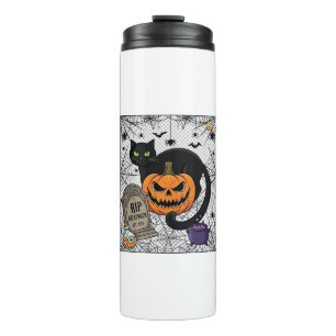 Bouteilles Isothermes Chat noir d'Halloween Citrouille Pierre tombale Ch