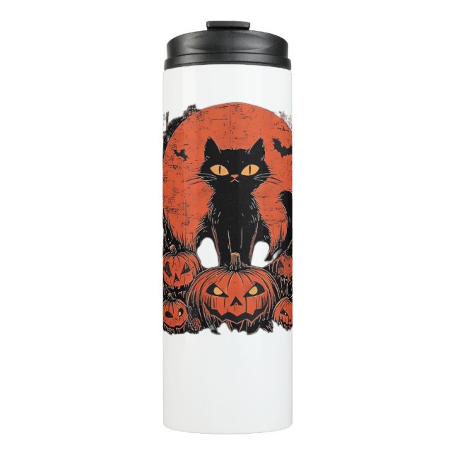 Bouteilles Isothermes Chat noir et Citrouille - Halloween T-shirt Art Cl (Devant)