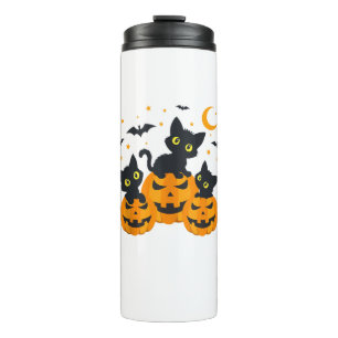 Bouteilles Isothermes Chat noir Halloween Citrouille nuit Éffrayante