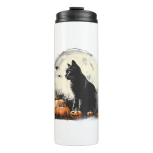 Bouteilles Isothermes Chat noir Halloween Lune Éffrayante Citrouille d'o