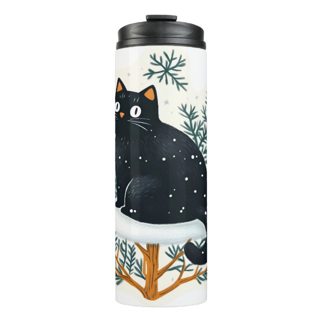 Bouteilles Isothermes Chat noir sur le sapin de Noël (Devant)