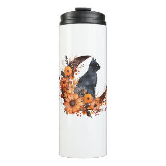 Bouteilles Isothermes Chat Noir Sur Lune Florale Citrouille Chat Noir Ha