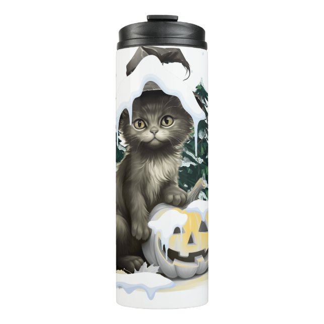 Bouteilles Isothermes Chat Noir Sur Un Jack (Devant)