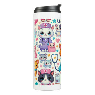 Bouteilles Isothermes chat Nurse Skinny Tumbler, kawaii tasse 20oz pour