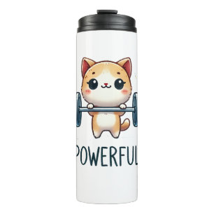 Bouteilles Isothermes Chat Puissant Souleve Des Poids, Mignon Art De Kit