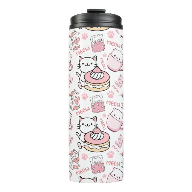 Bouteilles Isothermes Chat rose et blanc mignon (Devant)