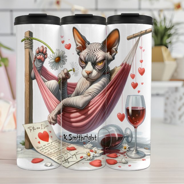 Bouteilles Isothermes Chat sans cheveux grincheux à Hammock (Créateur téléchargé)