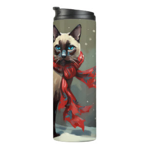 Bouteilles Isothermes Chat siamois à Noël sous la neige