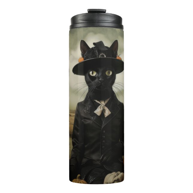 Bouteilles Isothermes Chat sorcière avec citrouilles  (Devant)