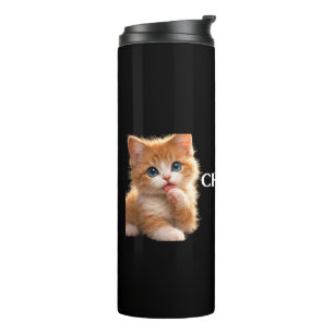 Bouteilles Isothermes Chaton aux yeux bleus se léchant la patte