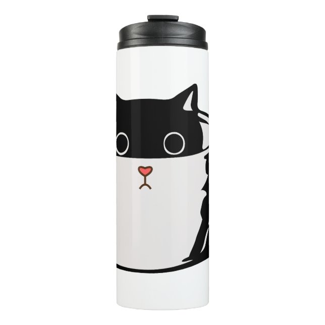 Bouteilles Isothermes Chaton noir avec nez rouge caché dans une tasse (Devant)
