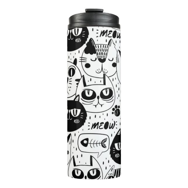 Bouteilles Isothermes Chats blancs noirs face motif (Devant)