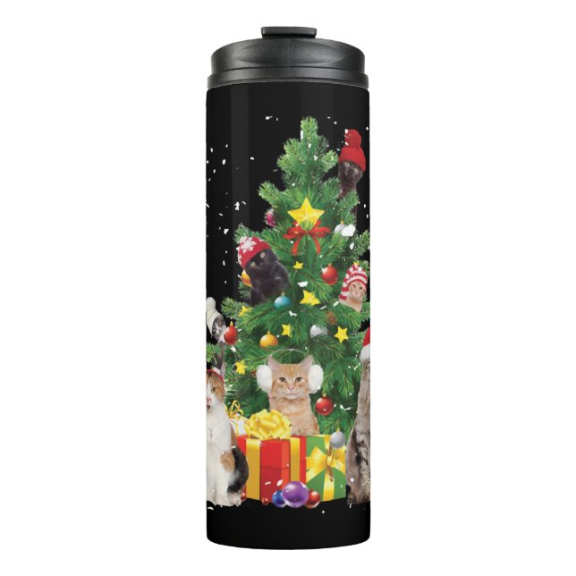 Bouteilles Isothermes chats d'arbre de noël - chatte chandail de noël (Devant)