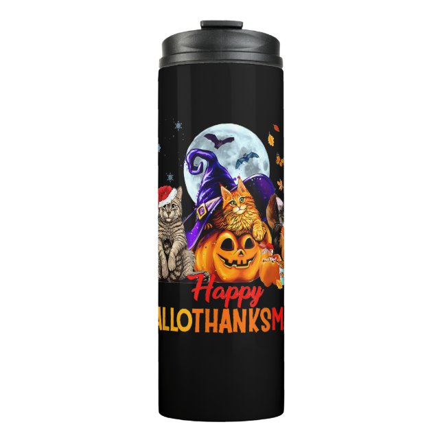 Bouteilles Isothermes Chats Hallothanksmas Halloween Thanksgiving C (Devant)