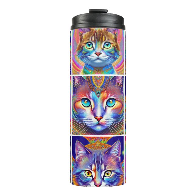 Bouteilles Isothermes Chats royaux colorés psychédéliques (Devant)