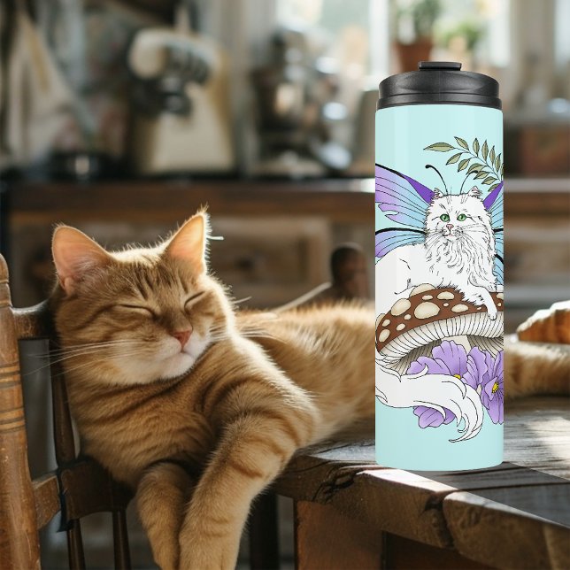 Bouteilles Isothermes Chatte Fée Blanche Fantastique Champignon Bleu Cap (Créateur téléchargé)