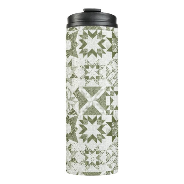 Bouteilles Isothermes Cheater Traditionnel Patchwork Stars Quilt Green (Devant)