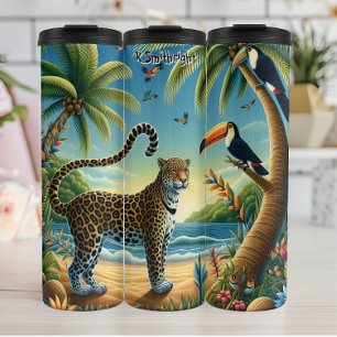 Bouteilles Isothermes Cheetah sur une plage tropicale