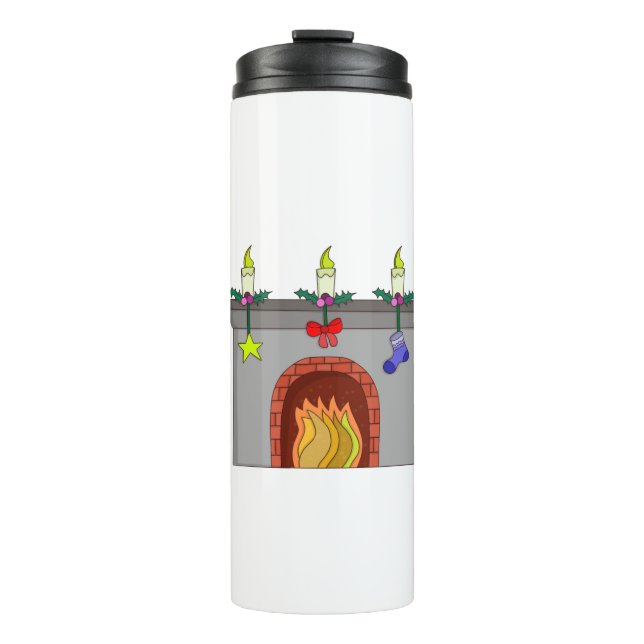 Bouteilles Isothermes Cheminée de Noël cosy (Devant)