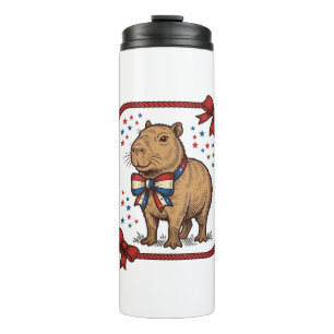 Bouteilles Isothermes Chemise à nœud papillon capybara patriotique vinta