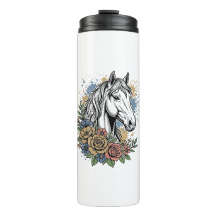 Bouteilles Isothermes Chemise vectorielle de conception de cheval floral