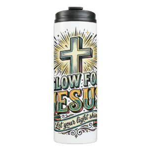 Bouteilles Isothermes Chemise vintage de croix chrétienne Glow For Jesus