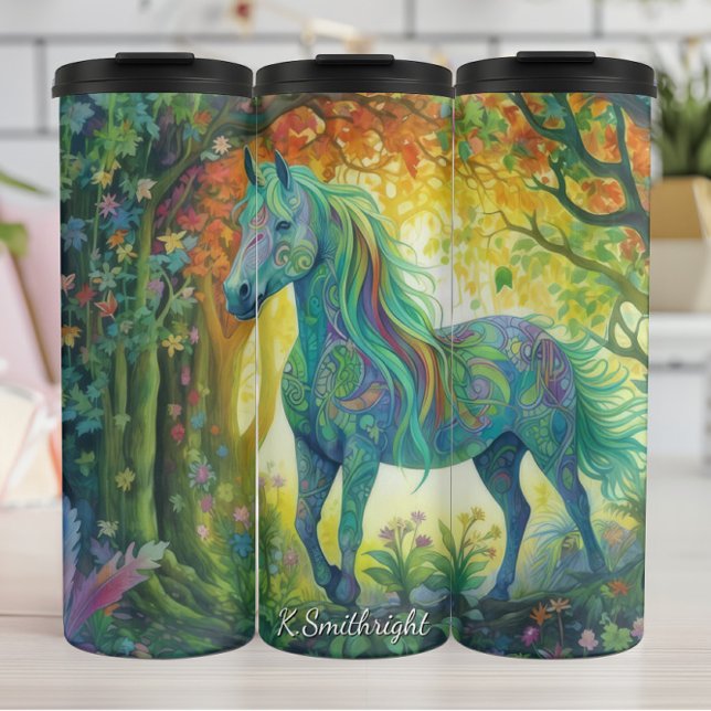 Bouteilles Isothermes Cheval Abstrait Vibrant Forêt Merveilleuse (Créateur téléchargé)