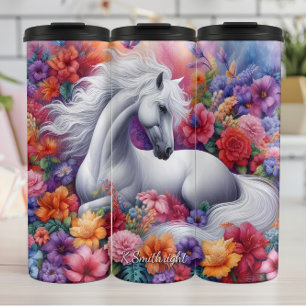 Bouteilles Isothermes Cheval Blanc Floral Enchanté Rêve