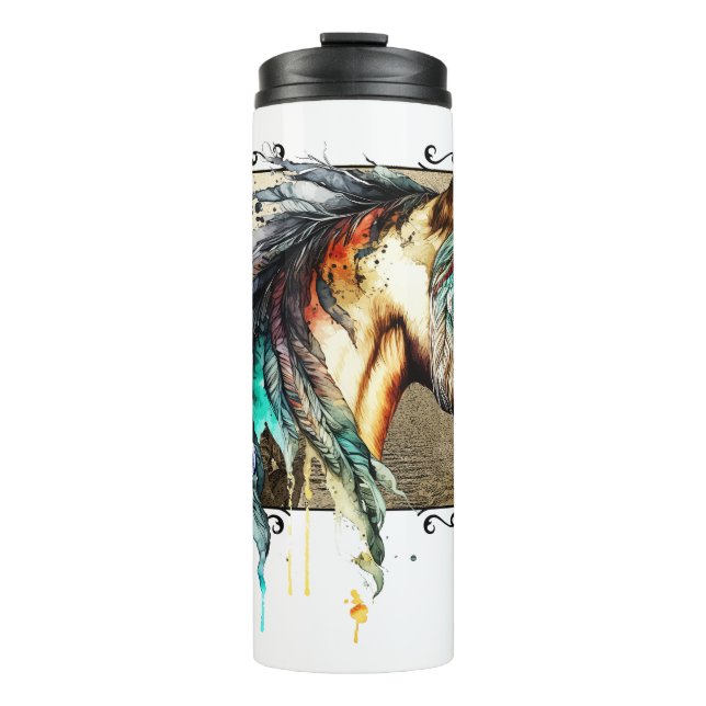 Bouteilles Isothermes Cheval Et Clé Aquarelle (Devant)