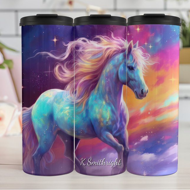 Bouteilles Isothermes Cheval Éthéré Crinière Rose Étoiles (Créateur téléchargé)