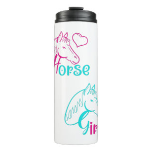 Bouteilles Isothermes Cheval Girl en rose et turquoise