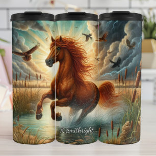 Bouteilles Isothermes Cheval majestueux galopant eau lumière du soleil
