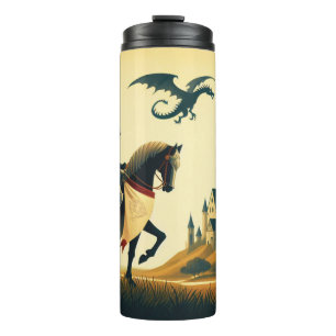 Bouteilles Isothermes Chevalier médiéval/dragon/château fantastique
