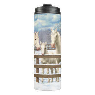 Bouteilles Isothermes Chevaux Du Quartier Blanc En Neige