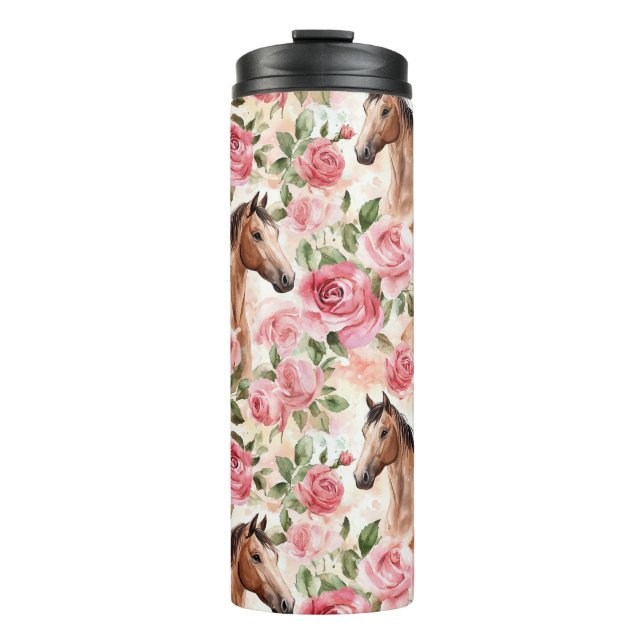 Bouteilles Isothermes Chevaux Jolies Roses Roses Rose Floral (Devant)