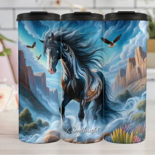 Bouteilles Isothermes Chevaux Majestueux Montagne Oiseaux en Vol