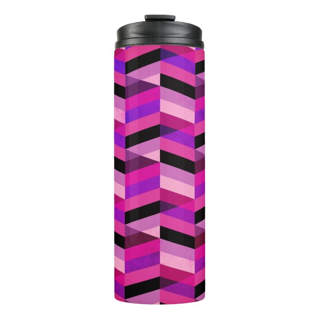Bouteilles Isothermes Chevron/Herringbone abstrait | Violets et Violet (Devant)