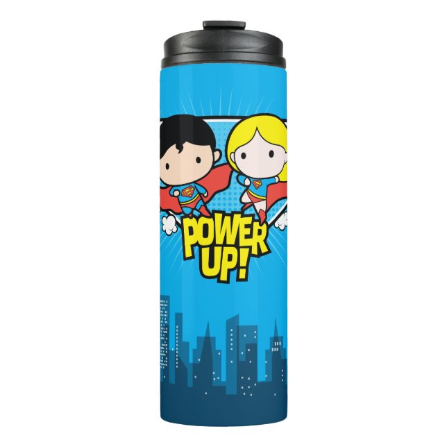 Bouteilles Isothermes Chibi Superman & Chibi Supergirl Power Up! (Devant)
